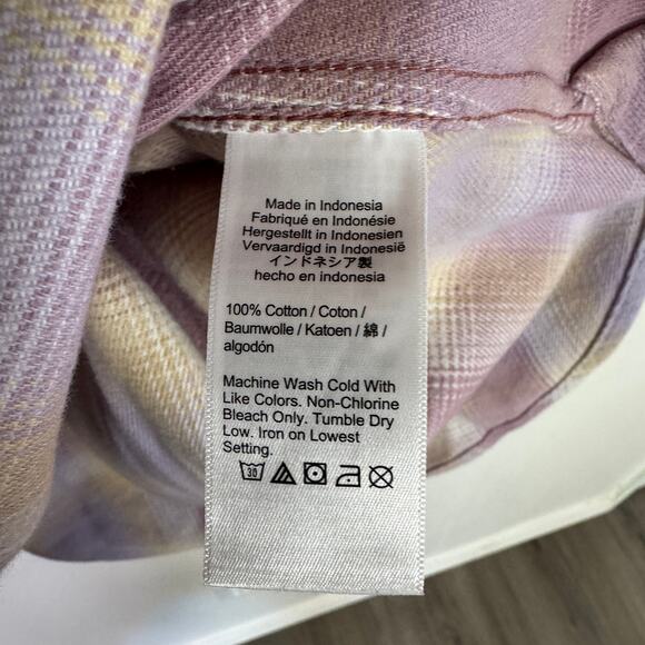 J.Crew Relaxed Button Up Shirt Womens XXL Pink Yellow Plaid Flannel Long Sleeve - Picture 7 of 8